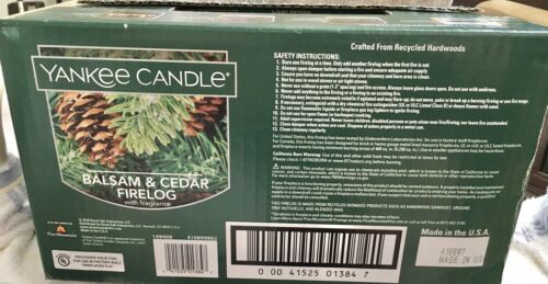 Yankee Candle 2 Balsam & Cedar Firelogs W Fragrance 4.5 Lb Each 3 Hour Burn Time - Fresh Stock Dated October 2025