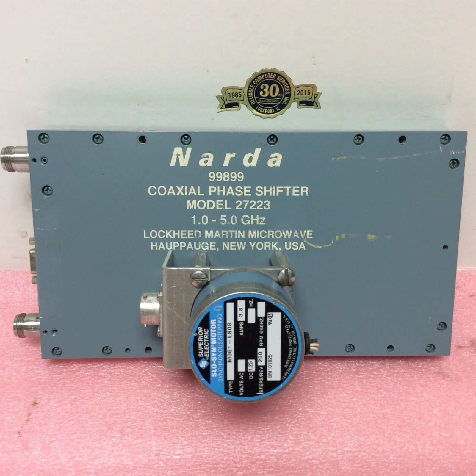 Narda Coaxial Phase Shifter model 27223 1.0 - 5.0 GHz Lockheed Martin Microwave - Fresh Stock Dated October 2025