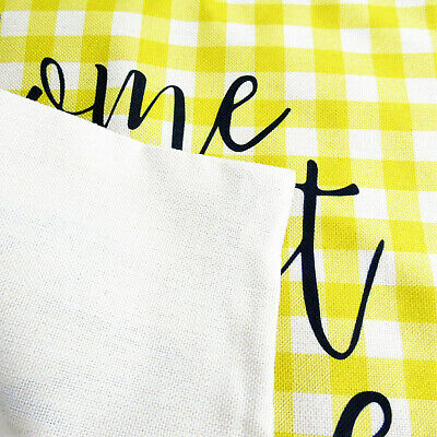NEW HOME SWEET HOME Phrase PILLOW COVER 18x18 Zip Checkered Yellow-Green Beige - Fresh Stock Dated October 2025