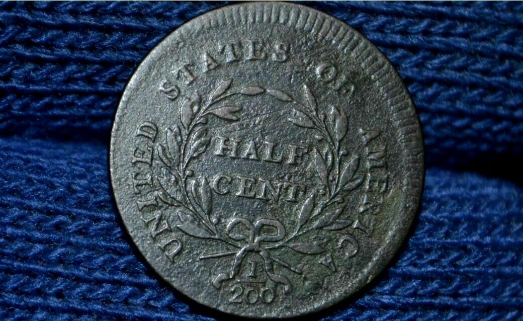 1795 HALF CENT *No Pole* C-5a * Thin Planchet ** VF Details **Off-Center Reverse - Fresh Stock Dated October 2025