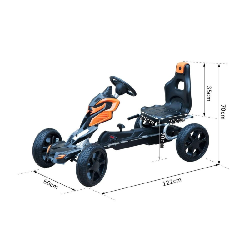 Kids Go Kart Pedal Powered Ride On Racer with Hand Brake Childrens Car Toy - Fresh Stock Dated October 2025