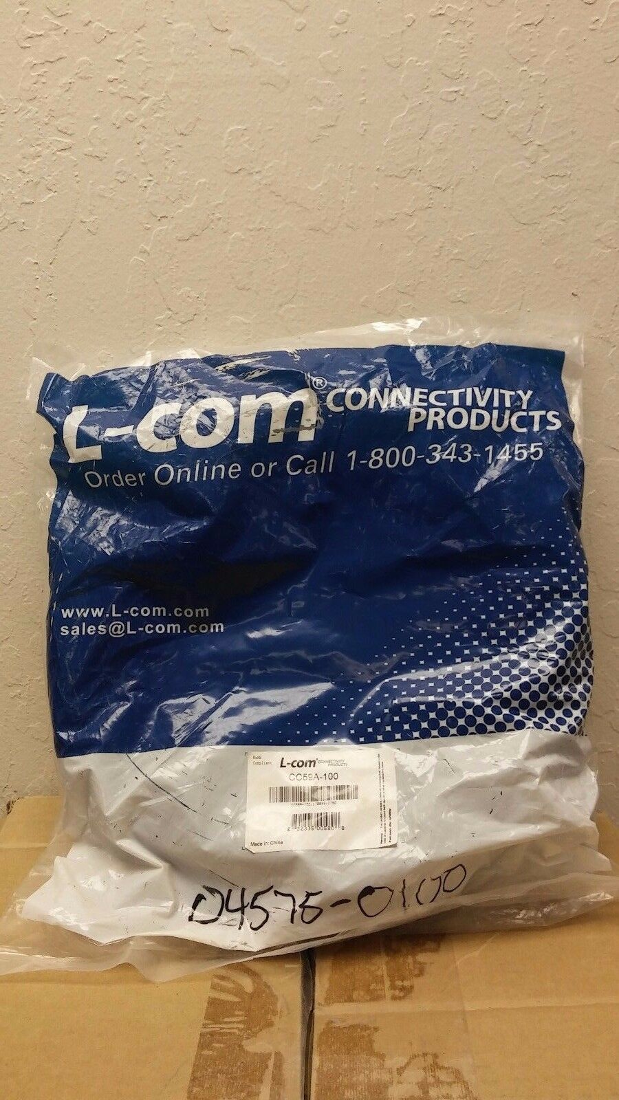 L-COM CC59A-100 BNC Male Male 100 ft RG59A Coaxial Cable - Fresh Stock Dated October 2025