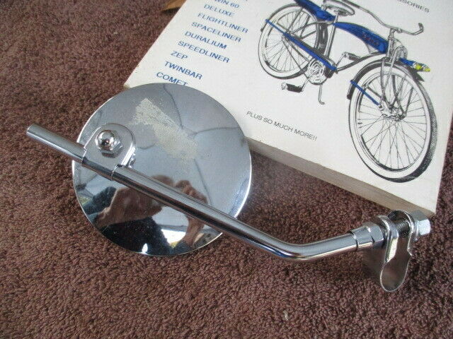 1930's-1940's 4 inch clamp on handlebar rear view mirror assembly - Fresh Stock Dated October 2025