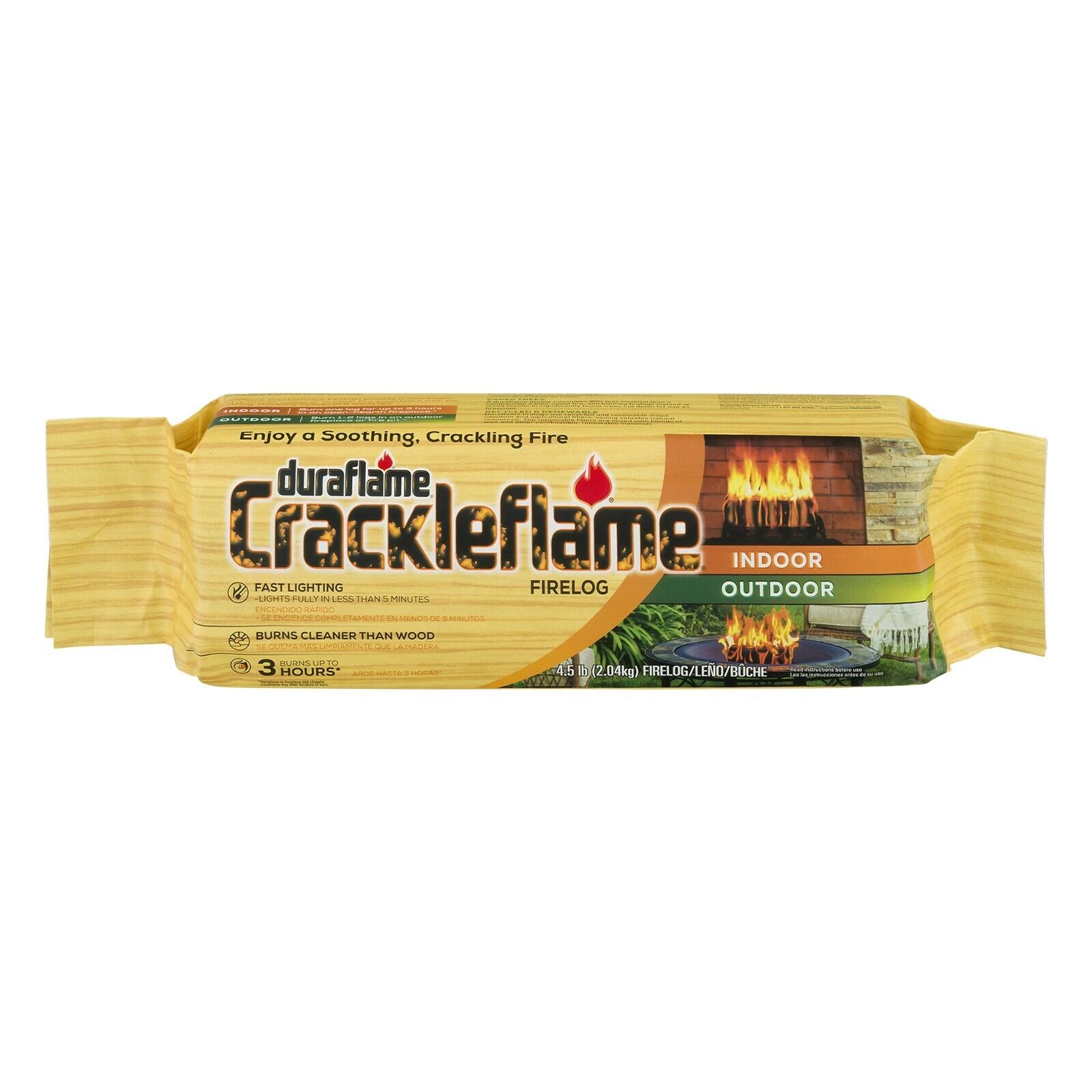 Duraflame Crackleflame 4.5lb Firelogs, 3 Hour Burn, 4-Pk Case Free & Fast Ship - Fresh Stock Dated October 2025