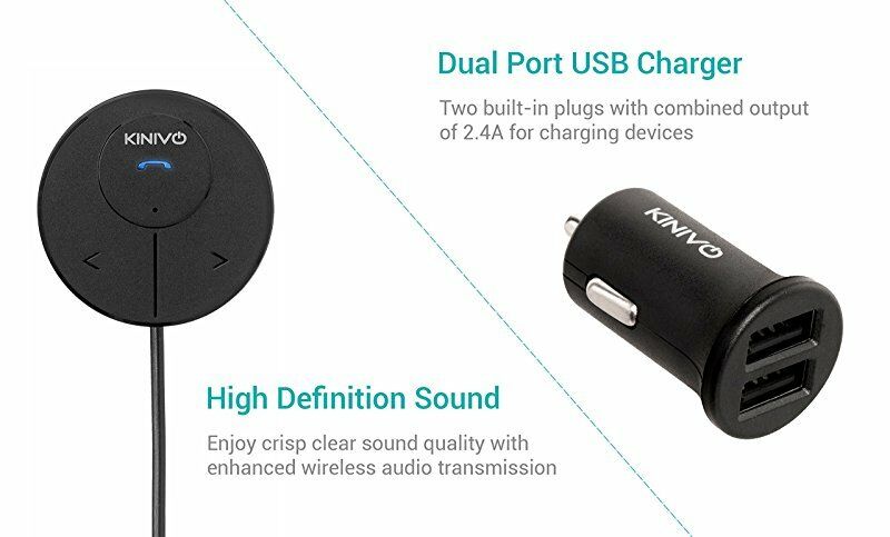 Kinivo BTC480 Bluetooth Hands-Free Car Kit Aux Input Jack 3.5 mm Magnetic Mount - Fresh Stock Dated October 2025