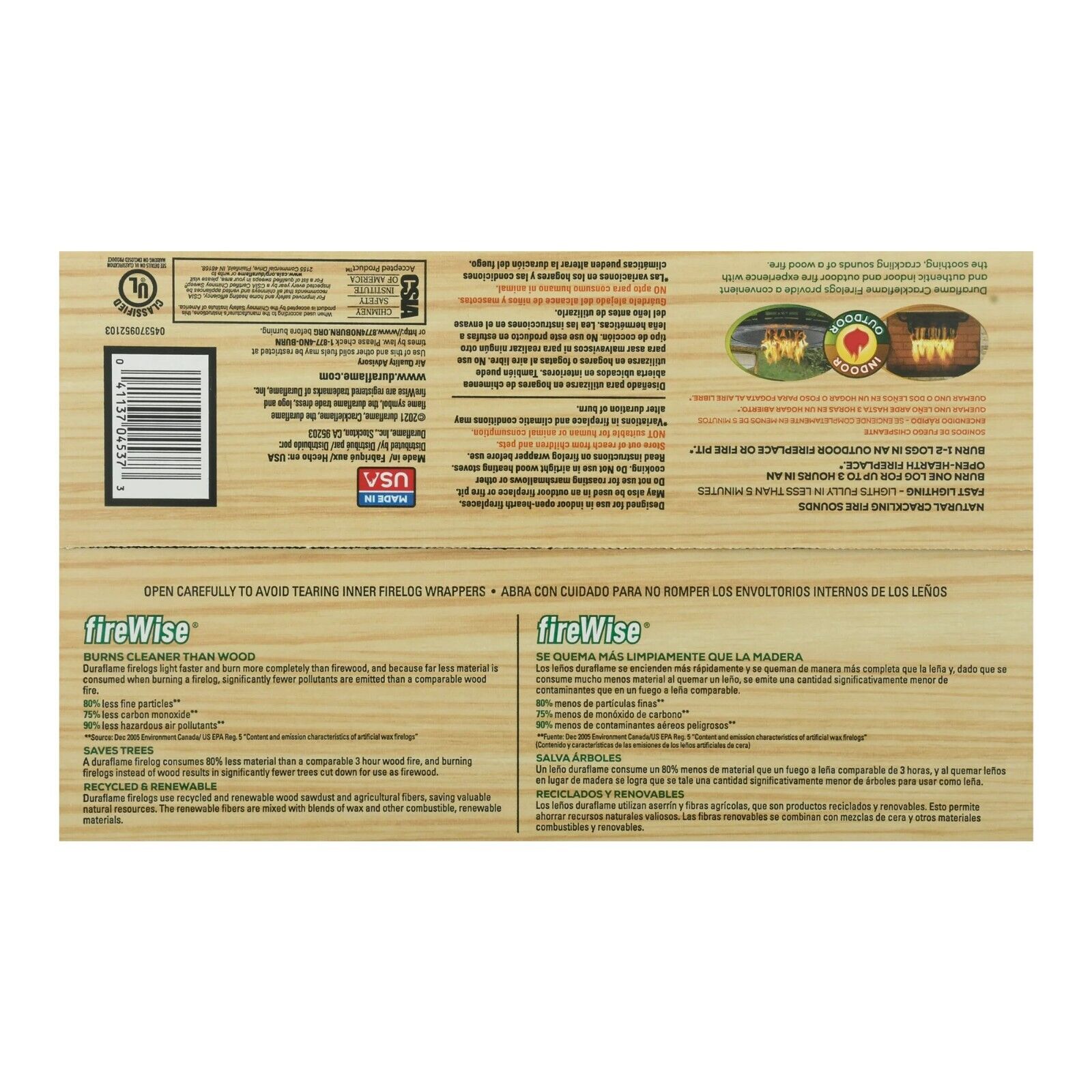 Duraflame Crackleflame 4.5lb Firelogs, 3 Hour Burn, 4-Pk Case Free & Fast Ship - Fresh Stock Dated October 2025