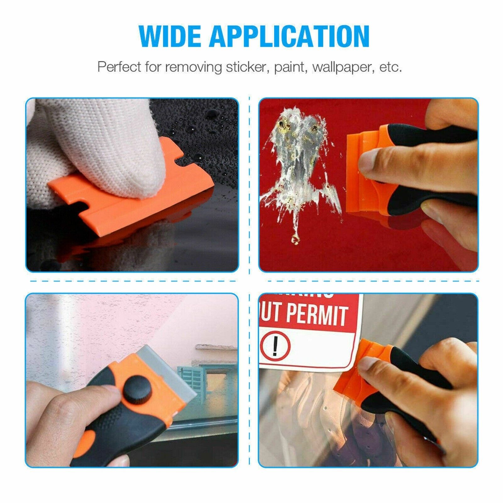 100 Pcs Plastic Razor Blades + 2 Razor Scraper Double Edged Sticker Removal Tool - Fresh Stock Dated October 2025