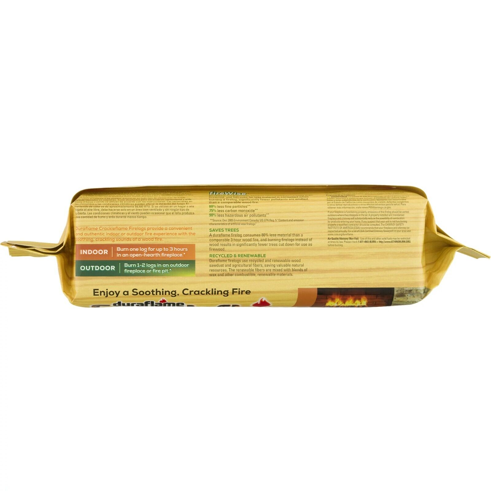 Duraflame Crackleflame 4.5lb Firelogs, 3 Hour Burn, 4-Pk Case Free & Fast Ship - Fresh Stock Dated October 2025