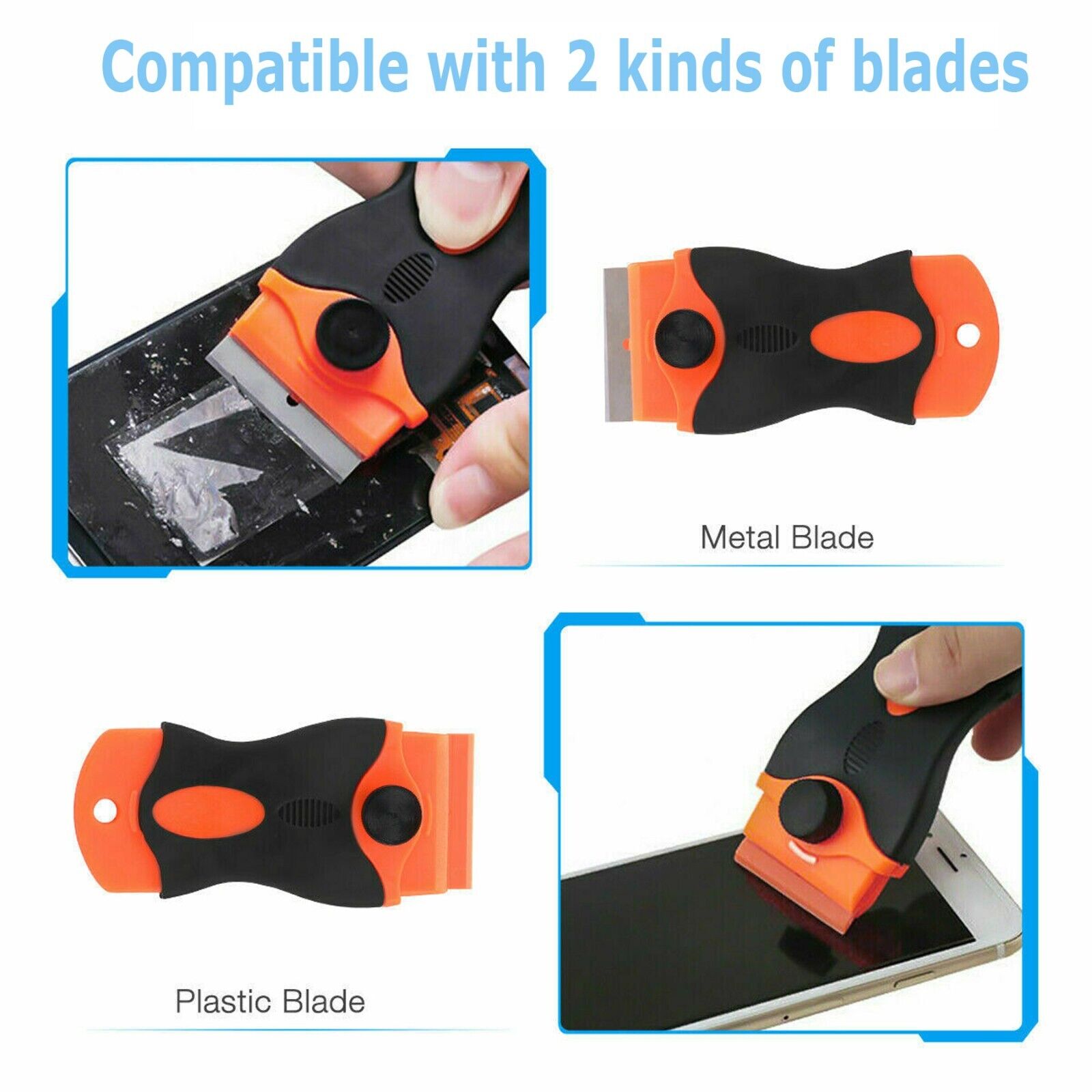 100 Pcs Plastic Razor Blades + 2 Razor Scraper Double Edged Sticker Removal Tool - Fresh Stock Dated October 2025