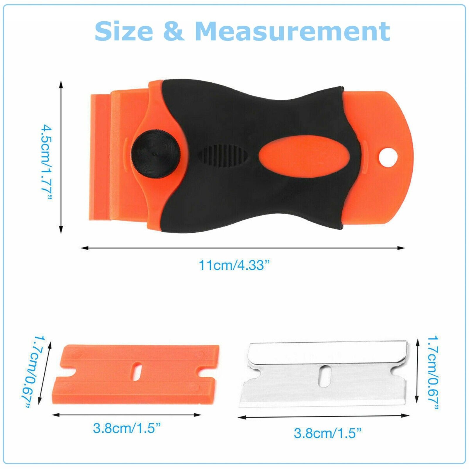 100 Pcs Plastic Razor Blades + 2 Razor Scraper Double Edged Sticker Removal Tool - Fresh Stock Dated October 2025