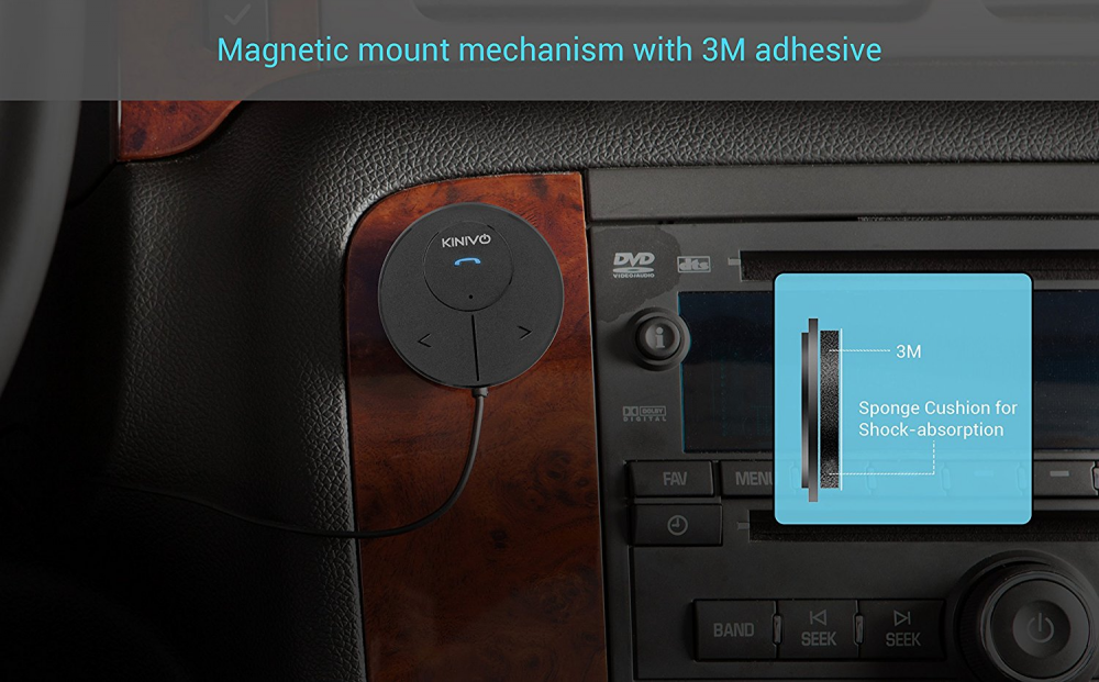 Kinivo BTC480 Bluetooth Hands-Free Car Kit Aux Input Jack 3.5 mm Magnetic Mount - Fresh Stock Dated October 2025