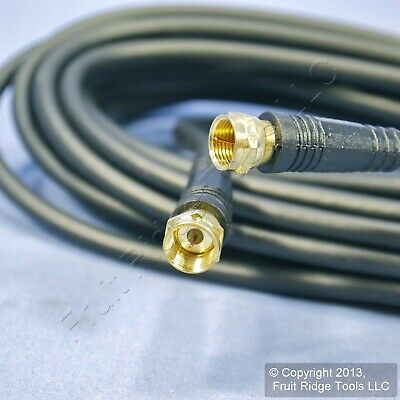 Leviton Black 25' Coaxial Video Cable GOLD PLUG Ends F-Type RG59 C5851-25G-104 - Fresh Stock Dated October 2025