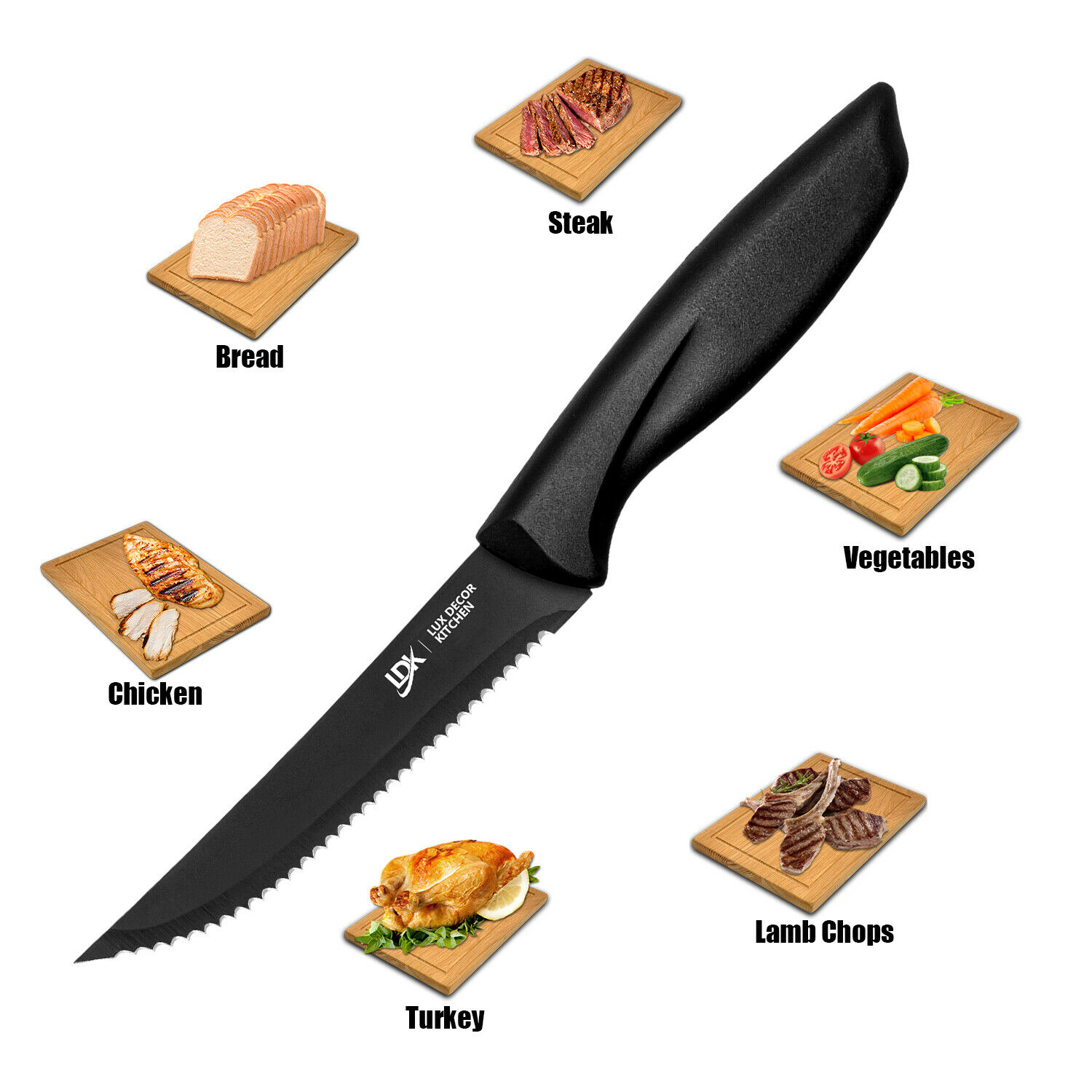 Steak Knife Set Stainless Steel Chef Cutlery Bread Pizza Knives Kitchen Tool - Fresh Stock Dated October 2025