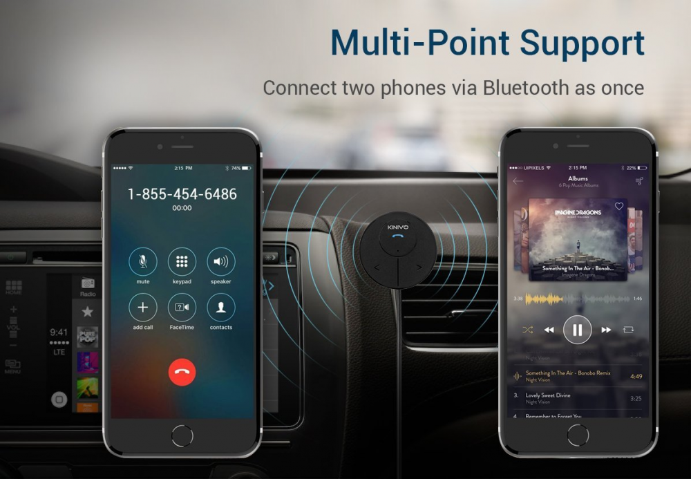 Kinivo BTC480 Bluetooth Hands-Free Car Kit Aux Input Jack 3.5 mm Magnetic Mount - Fresh Stock Dated October 2025