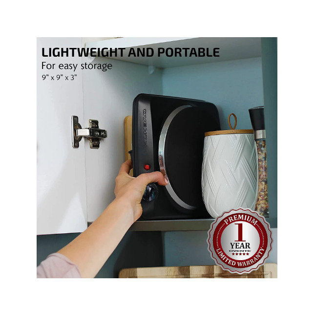Portable Single Electric Burner Hot Plate Stove Dorm Compact Travel Counter Top - Fresh Stock Dated October 2025