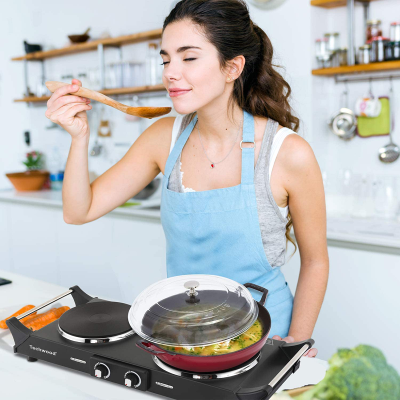 Techwood Hot Plate Electric Single Burner 1800W Portable Burner For Cooking With - Fresh Stock Dated October 2025