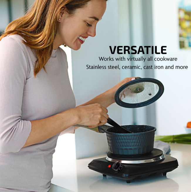 Portable Single Electric Burner Hot Plate Stove Dorm Compact Travel Counter Top - Fresh Stock Dated October 2025