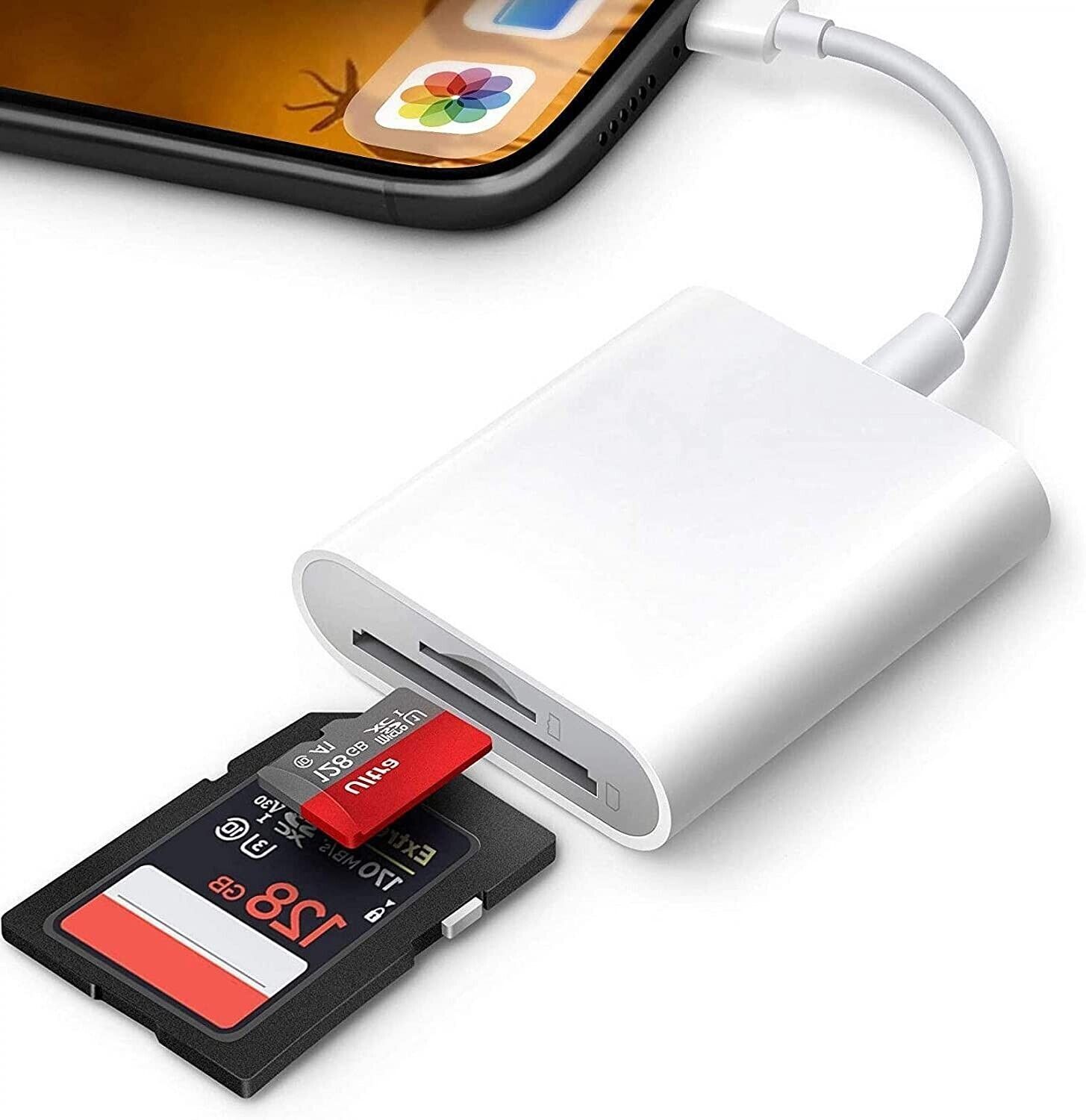 TF/SD Card Adapter Camera Reader for iPad iPhone6 7 8 Plus 13 14 15 Pro X Xs LOT - Fresh Stock Dated October 2025