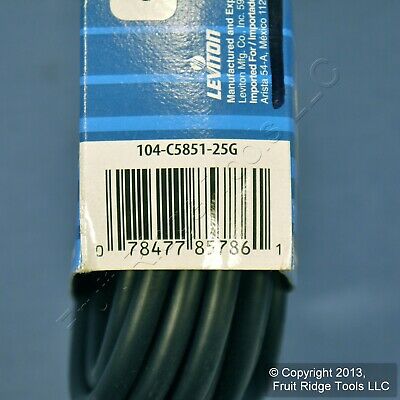Leviton Black 25' Coaxial Video Cable GOLD PLUG Ends F-Type RG59 C5851-25G-104 - Fresh Stock Dated October 2025