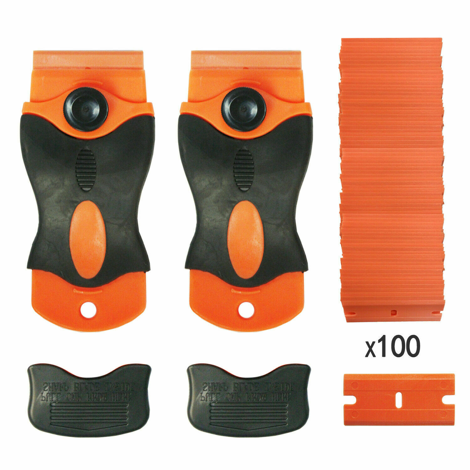 100Pcs Mini Plastic Razor Blades&Razor Scraper Double Edged Sticker Removal Tool - Fresh Stock Dated October 2025