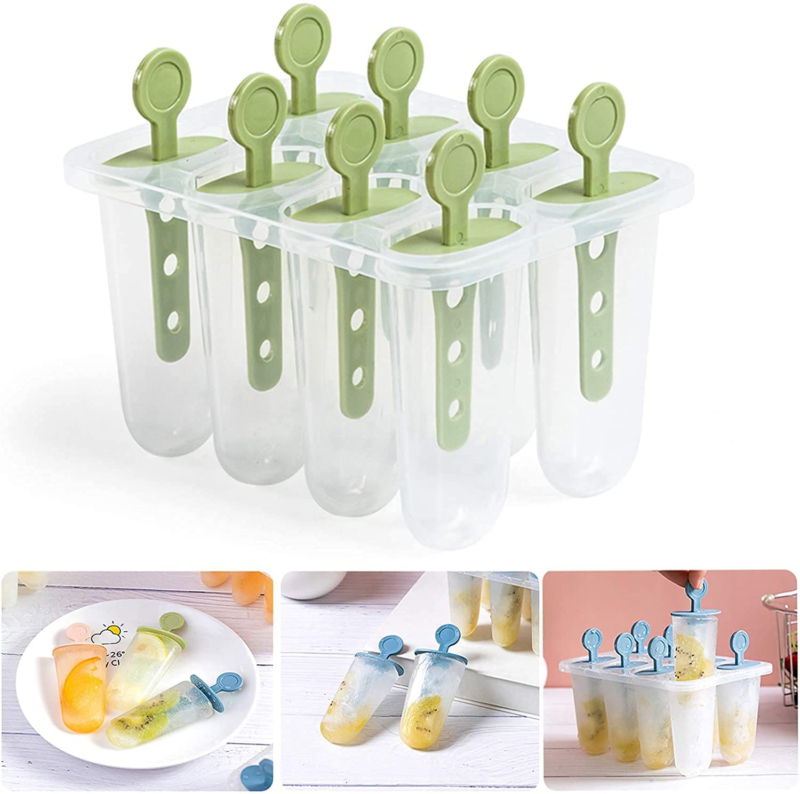 8Pcs Popsicle Molds Sets, Ice Cream Molds, Fresh Fruitsicle Frozen Molds - Fresh Stock Dated October 2025