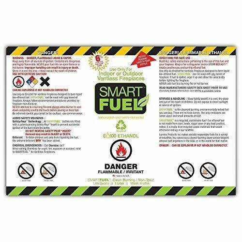 SMART FUEL Indoor Outdoor Burning Ventless Bio Ethanol Fireplace Fuel 12 Liter - Fresh Stock Dated October 2025