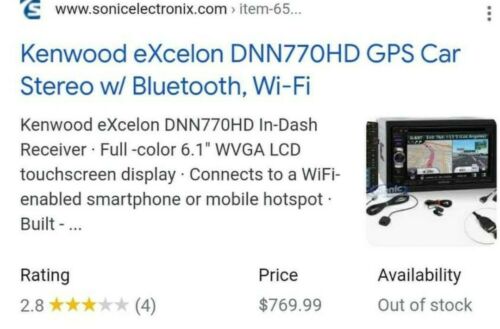 Kenwood eXcelon DNN770HD Car Stereo New - Fresh Stock Dated October 2025