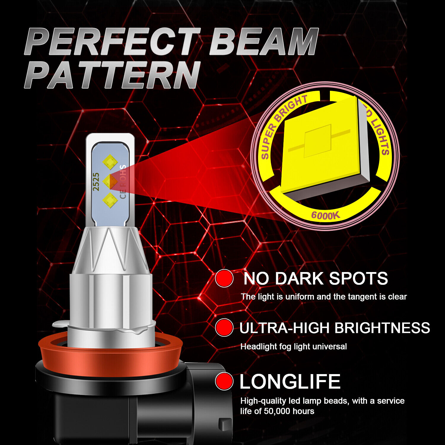 NEW H11 2x LED Headlight Bulbs For Suzuki GSXR1000 GSXR750 GSXR600 Low Beam Kit - Fresh Stock Dated October 2025