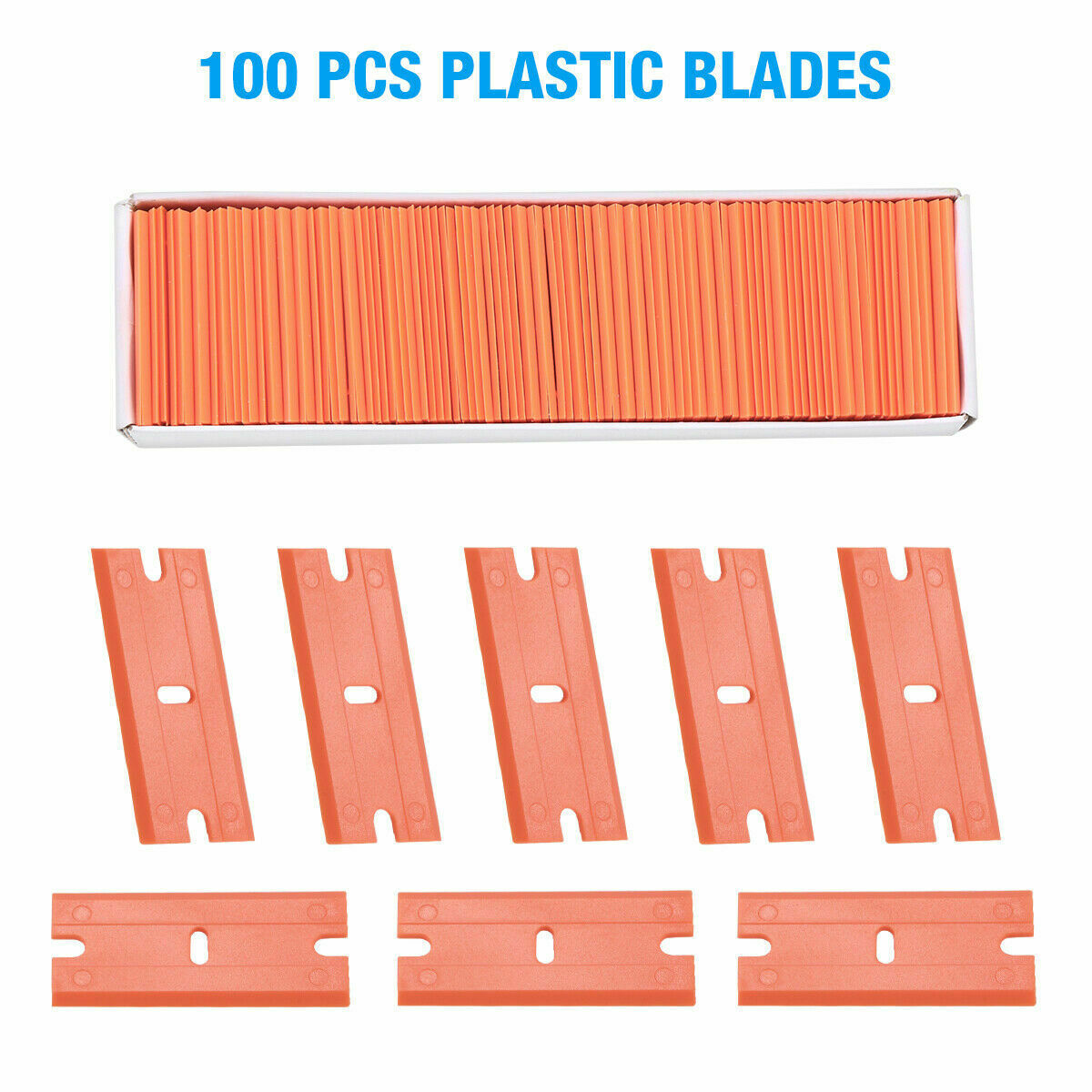100Pcs Mini Plastic Razor Blades&Razor Scraper Double Edged Sticker Removal Tool - Fresh Stock Dated October 2025
