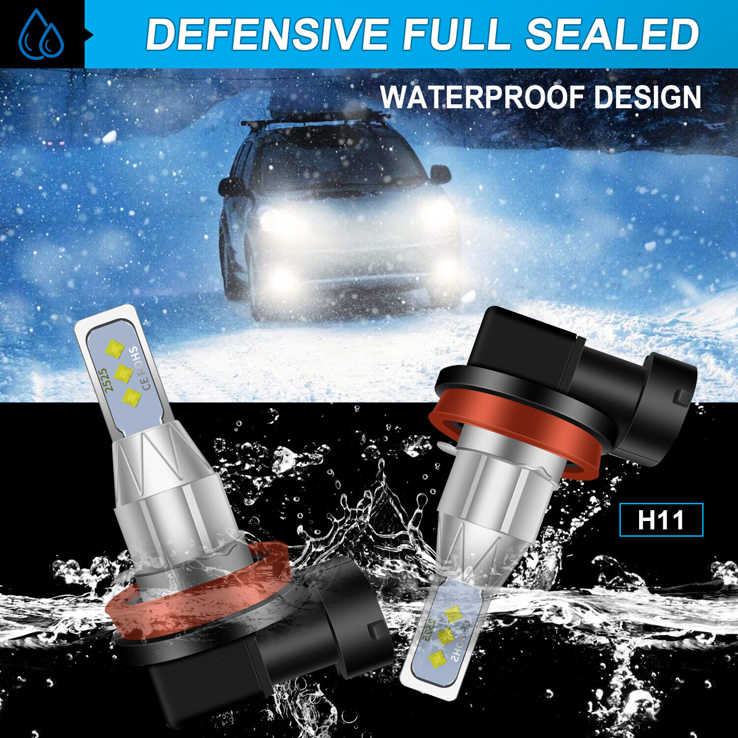 NEW H11 2x LED Headlight Bulbs For Suzuki GSXR1000 GSXR750 GSXR600 Low Beam Kit - Fresh Stock Dated October 2025