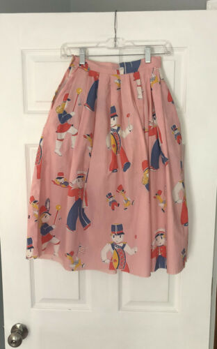 Vintage 50s Full Skirt Toy Doll Novelty Print Duck Puppy Dog Cottage Sweet Boho - Fresh Stock Dated October 2025