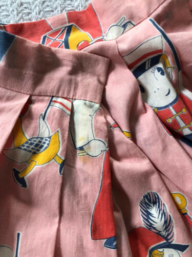 Vintage 50s Full Skirt Toy Doll Novelty Print Duck Puppy Dog Cottage Sweet Boho - Fresh Stock Dated October 2025