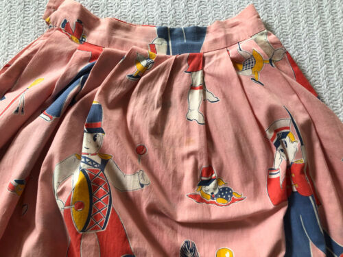 Vintage 50s Full Skirt Toy Doll Novelty Print Duck Puppy Dog Cottage Sweet Boho - Fresh Stock Dated October 2025