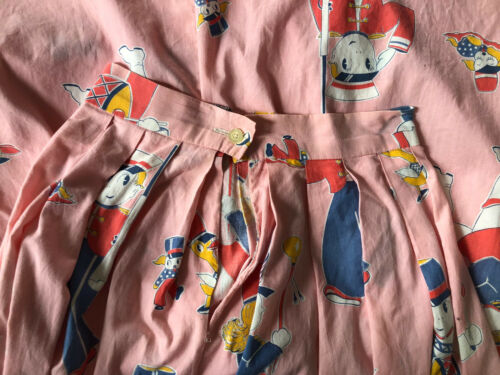 Vintage 50s Full Skirt Toy Doll Novelty Print Duck Puppy Dog Cottage Sweet Boho - Fresh Stock Dated October 2025