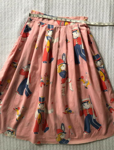 Vintage 50s Full Skirt Toy Doll Novelty Print Duck Puppy Dog Cottage Sweet Boho - Fresh Stock Dated October 2025