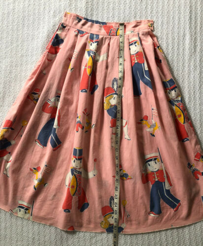Vintage 50s Full Skirt Toy Doll Novelty Print Duck Puppy Dog Cottage Sweet Boho - Fresh Stock Dated October 2025