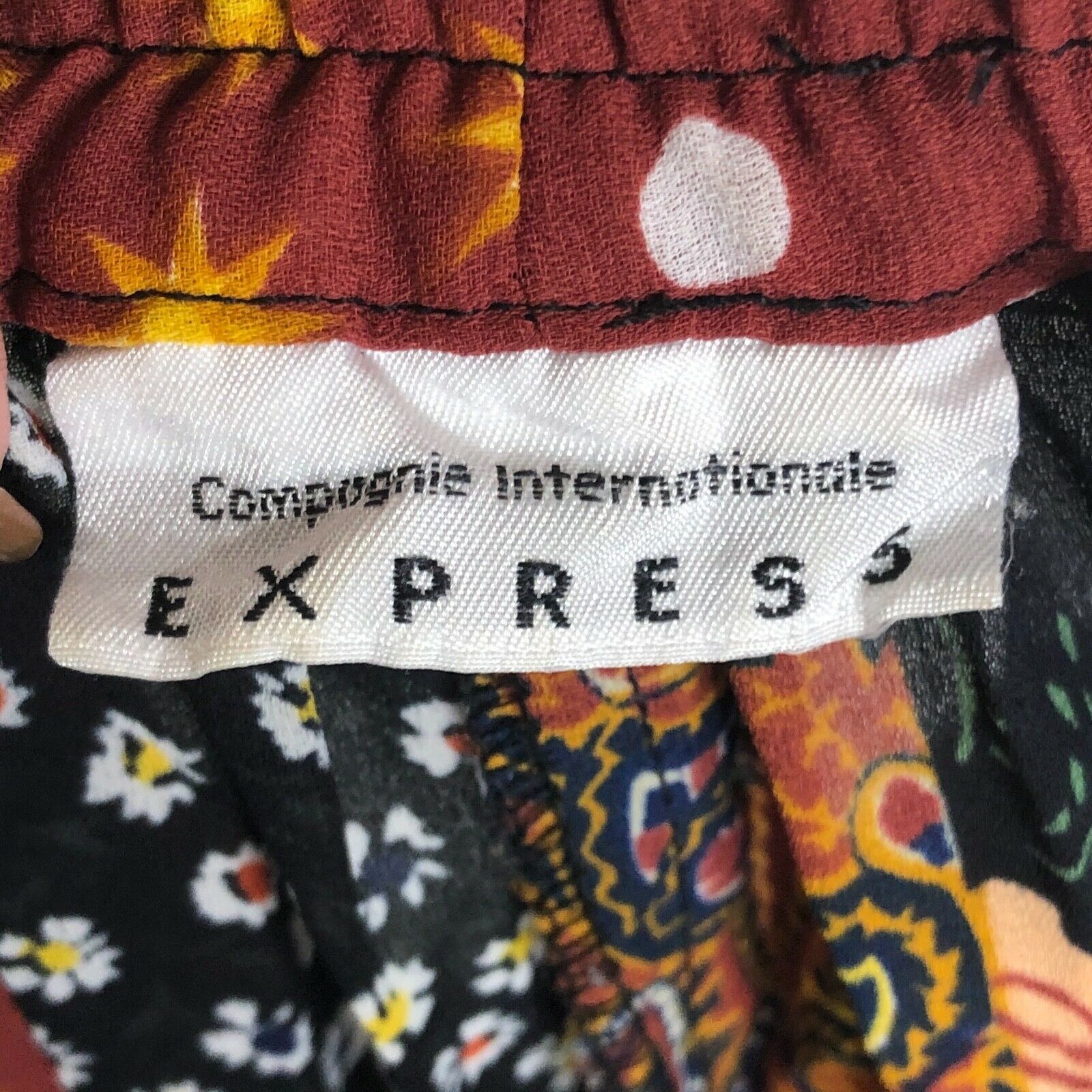 Vtg Express Skirt 90s Boho Patchwork Style Semi-Sheer Multicolor Elastic Waist L - Fresh Stock Dated October 2025
