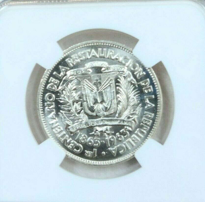 1963 DOMINICAN REPUBLIC SILVER 1/2 PESO REPUBLIC RESTORATION NGC MS 64 BRIGHT BU - Fresh Stock Dated October 2025