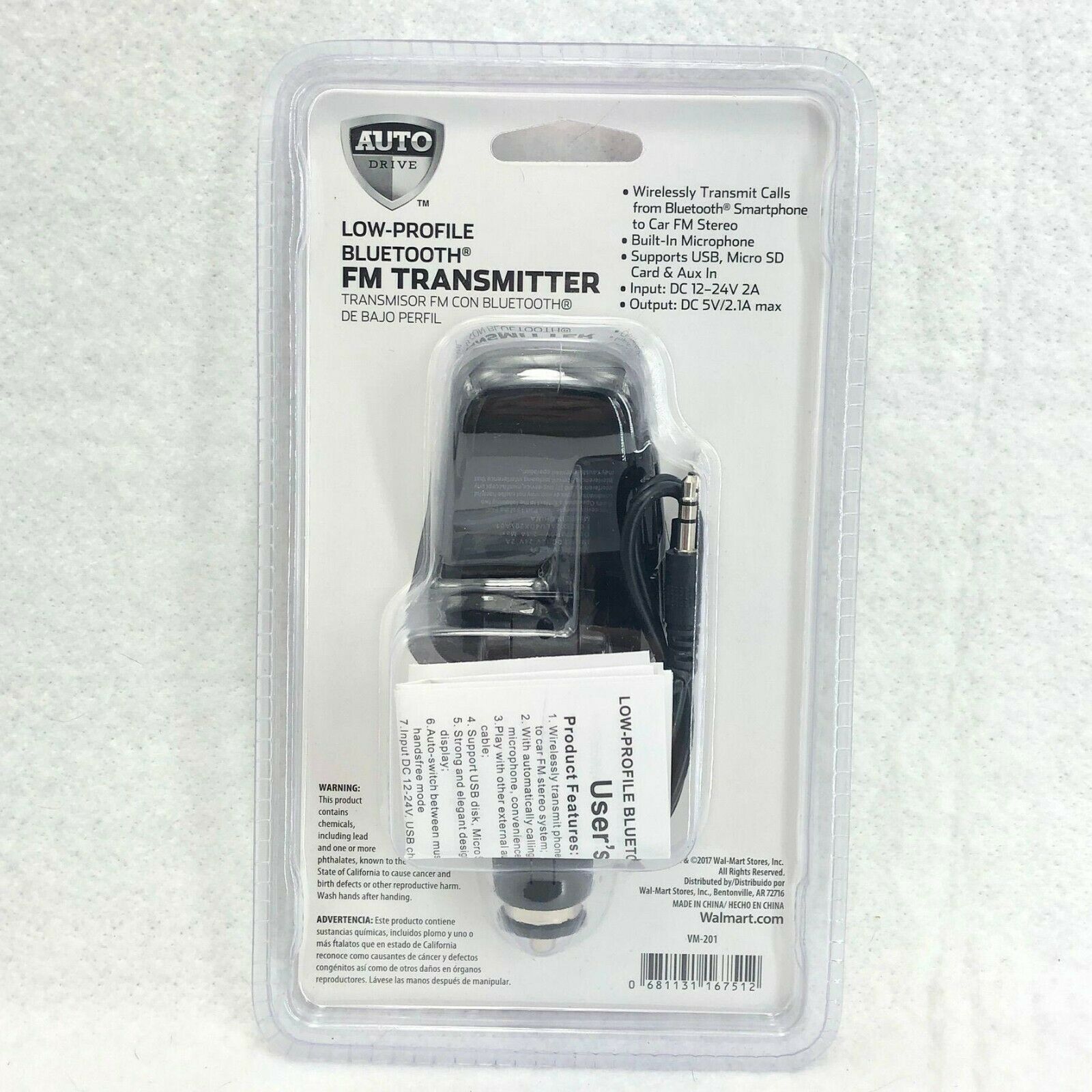 NEW AUTO Drive Low-Profile Bluetooth FM Transmitter Dual USB Built-In Microphone - Fresh Stock Dated October 2025