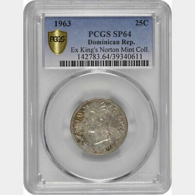 O005 1963 Dominican Republic 25 Centavos London Mint PCGS SP64 - Fresh Stock Dated October 2025