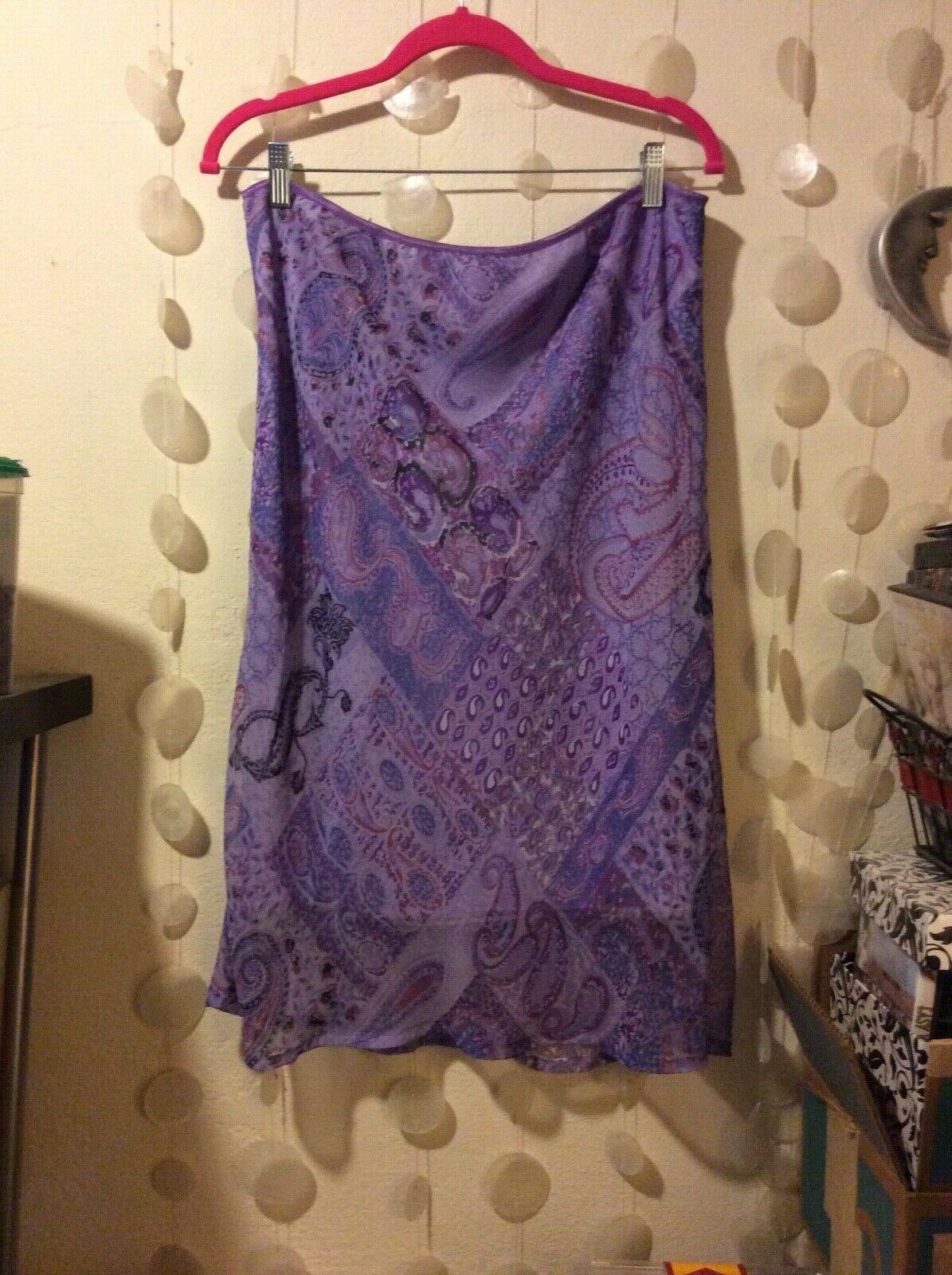 Purple Black Accents Vintage Paisley Flowy Lined Skirt XL Comfy & CUTE - Fresh Stock Dated October 2025
