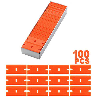 100pcs Plastic Razor Blades +2pc Razor Scraper Double Edged Sticker Removal Tool - Fresh Stock Dated October 2025