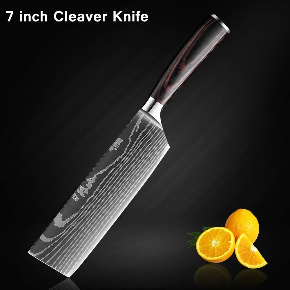 5 Piece Kitchen Knives Set Japanese Damascus Pattern Stainless Steel Chef Knife - Fresh Stock Dated October 2025