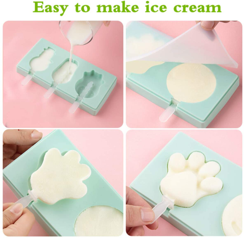 Popsicle Molds Set of 3, SiliconeIce Pop Molds Ice Cream Mold Cake with Lid - Fresh Stock Dated October 2025