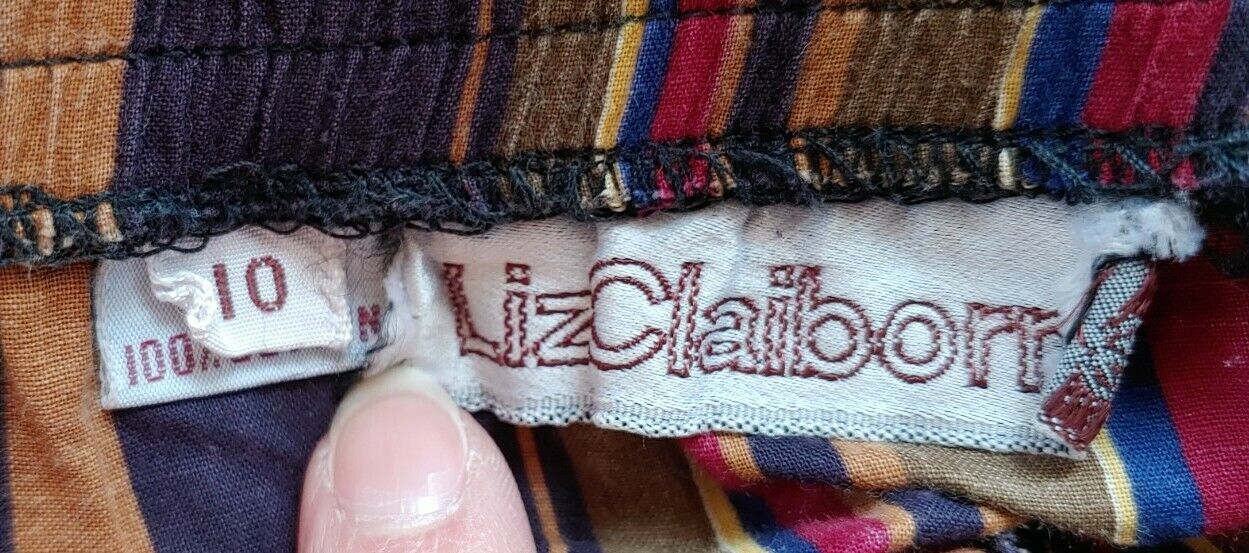 Vintage Brown/Tan/Maroon Striped Skirt by Liz Claiborne - Fresh Stock Dated October 2025