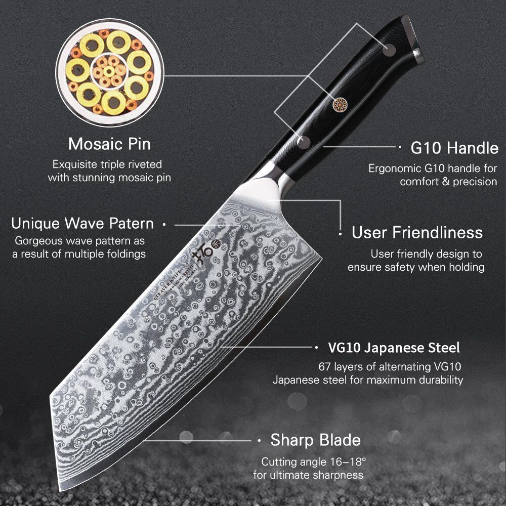 7x TURWHO Chef Knife Cleaver Santoku Japanese VG10 Damascus Steel Kitchen Knife - Fresh Stock Dated October 2025