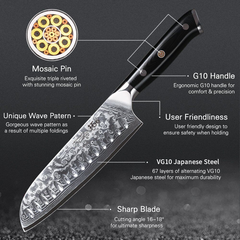 7x TURWHO Chef Knife Cleaver Santoku Japanese VG10 Damascus Steel Kitchen Knife - Fresh Stock Dated October 2025