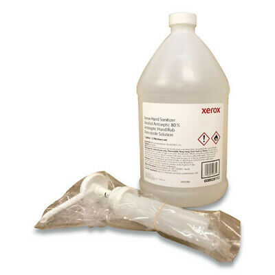 Xerox 008R08112 4-Pc. 1 gal. Bottle with Pump Liquid Hand Sanitizer Clear New - Fresh Stock Dated October 2025