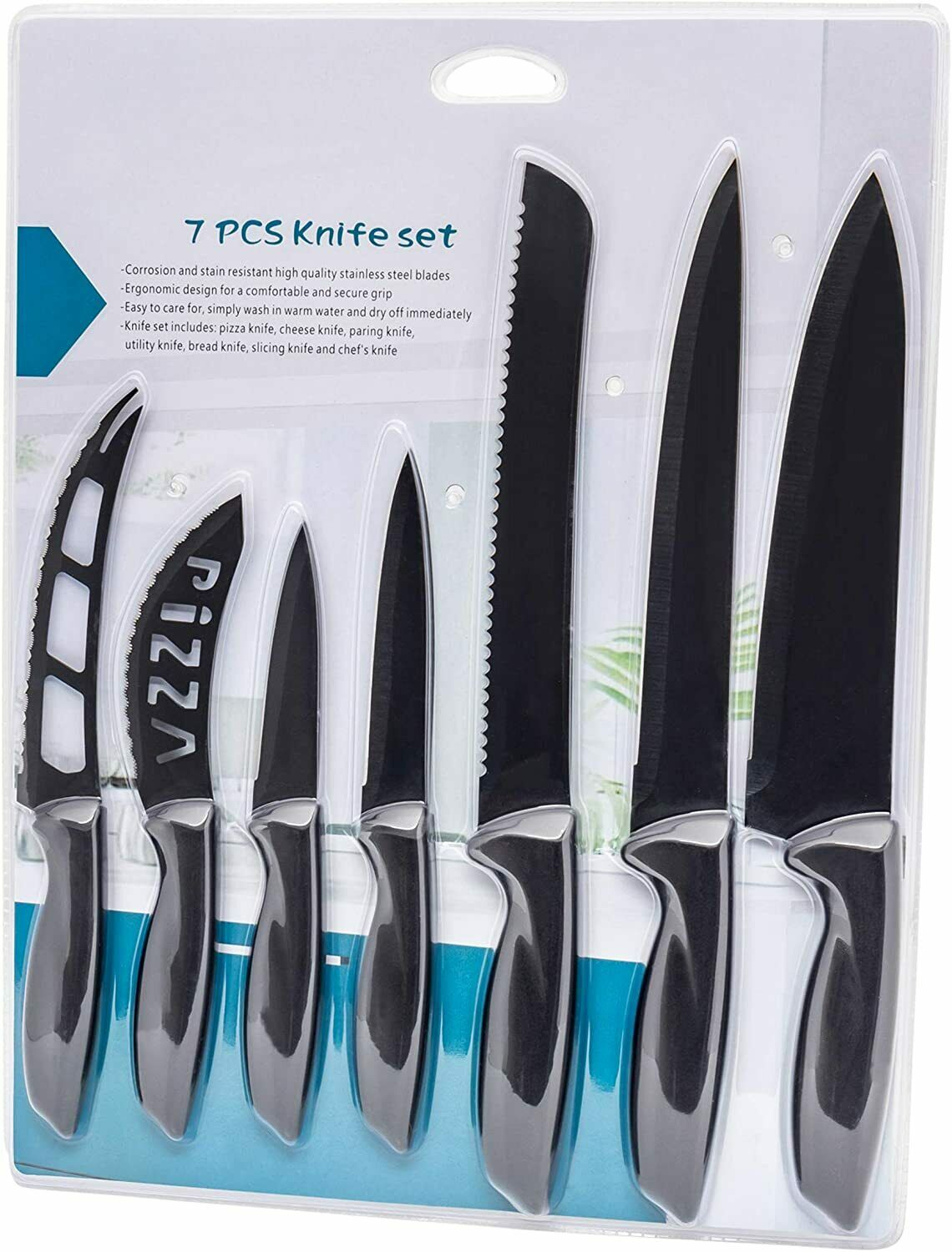 Knife Set Stainless Steel 7Pieces Professional Cutlery Pizza Kitchen Chef Knives - Fresh Stock Dated October 2025