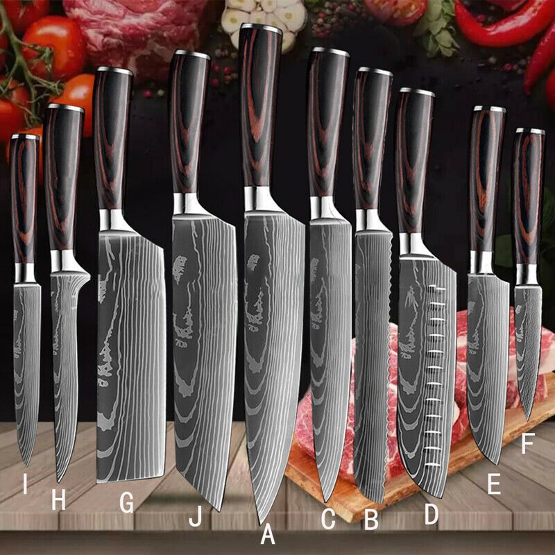 12Piece Kitchen Set Japanese Knife Damascus Pattern Stainless Steel Chef Knives - Fresh Stock Dated October 2025